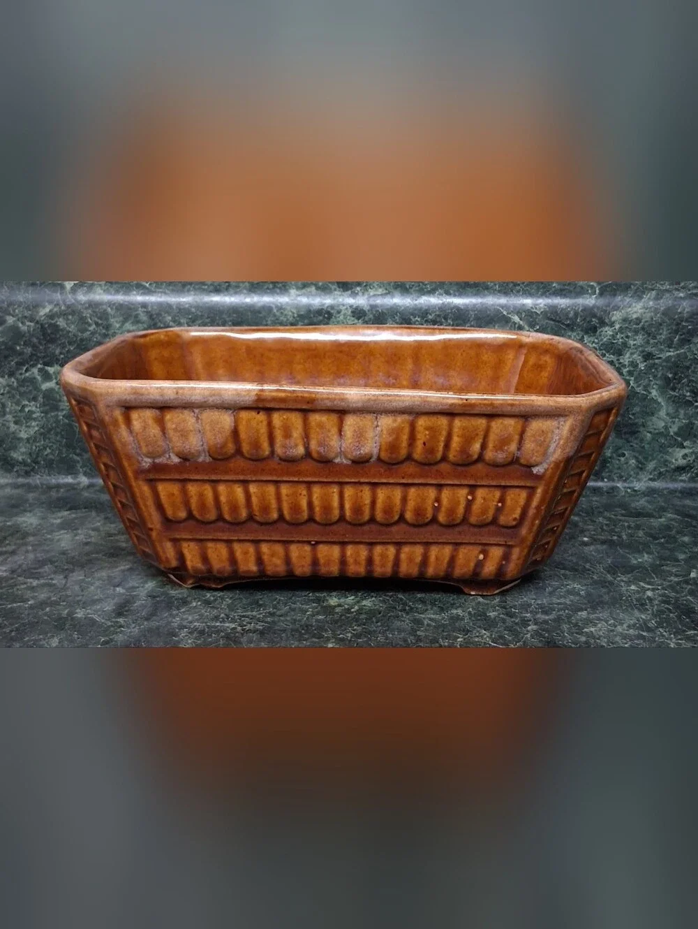 Vintage Brush McCoy USA Brown Drip Glaze Rectangular Window Box Planter C 111-7